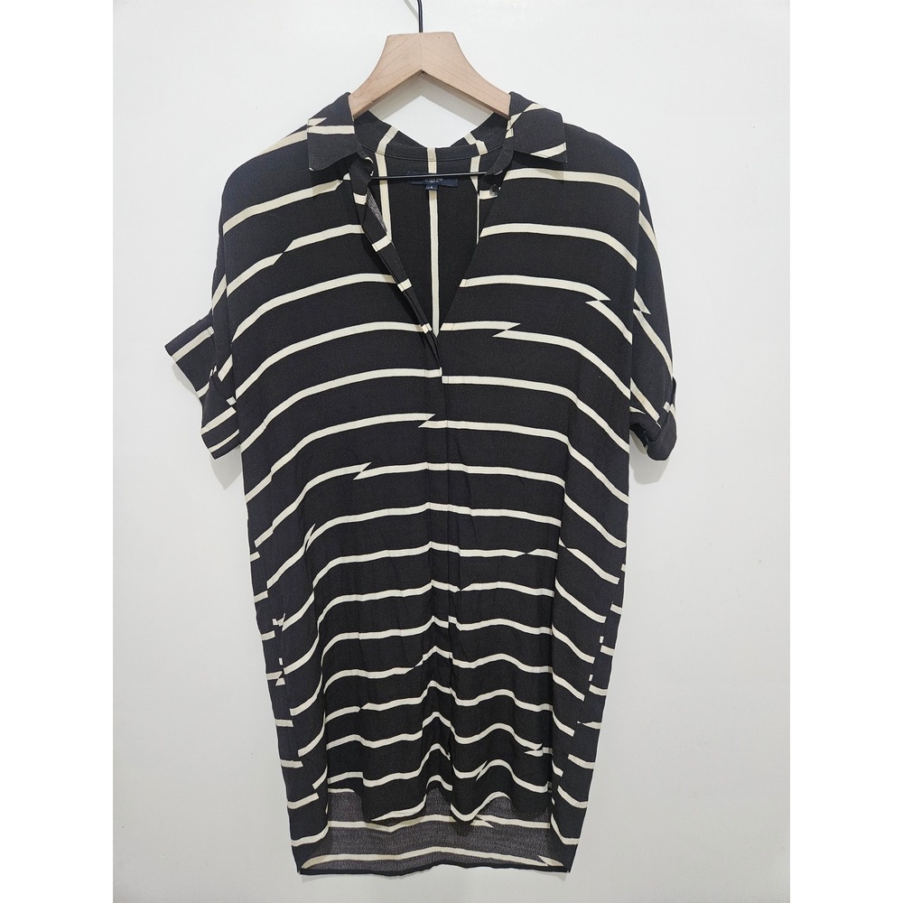 Madewell Black White Striped Short Sleeve Shirt Dress‎ E8781 Womens Small